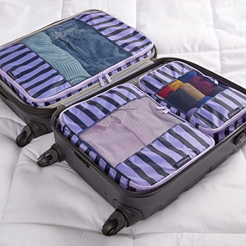 Travel Wise Packing Cubes for Travel (Navy Stripes)
