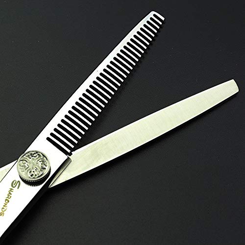 6/7/8-Inch Professional Hair Scissors Haircut Rose Pattern Hair Scissors Styling Tools Japanese Stainless Steel Scissor Set (6-in thinning scissors) (6-inch Thinning Scissors)