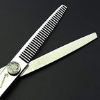 6/7/8-Inch Professional Hair Scissors Haircut Rose Pattern Hair Scissors Styling Tools Japanese Stainless Steel Scissor Set (6-in thinning scissors) (6-inch Thinning Scissors)