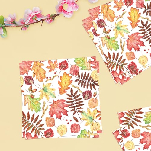 50 PCS Fall Leaves Cocktail Napkins (Maple Leaf)