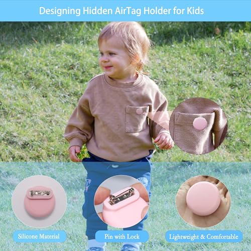 Waterproof AirTag Holder for Kids[Discreet] (Dark Blue/Pink)