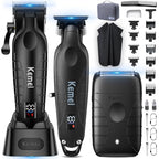 KM-2293 3-Piece Cordless Barber Kit with Foil Shaver, Black (Black)