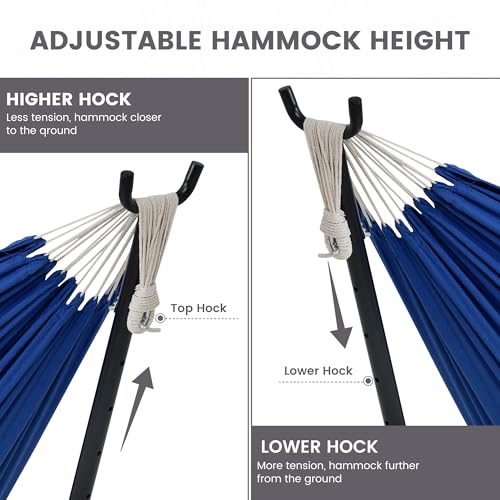 Double Hammock with 9ft Space (Black Frame- Blue)