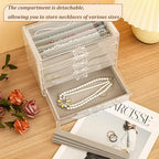 5 Drawerss Necklace Organizer Box (Grey-5 layer necklace)
