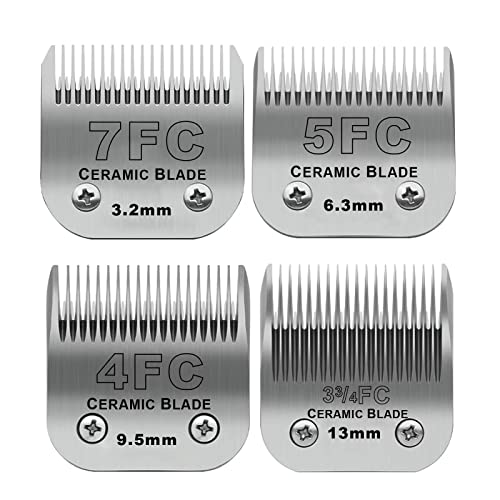 Dog Grooming Ceramic Blades Set (7fc/5fc/4fc/3fc (4 Pack))