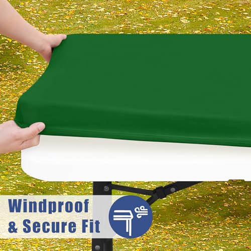 2 Pack Square Spandex Fitted Table Cloth (Emerald Green / 36" x 36" (Square))