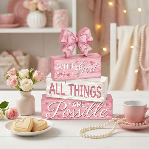 Tiered Tray Decor Set (Pink Bow)