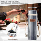 Single Wine Bottle Cooler Bag Carrier (Blue Stripe)