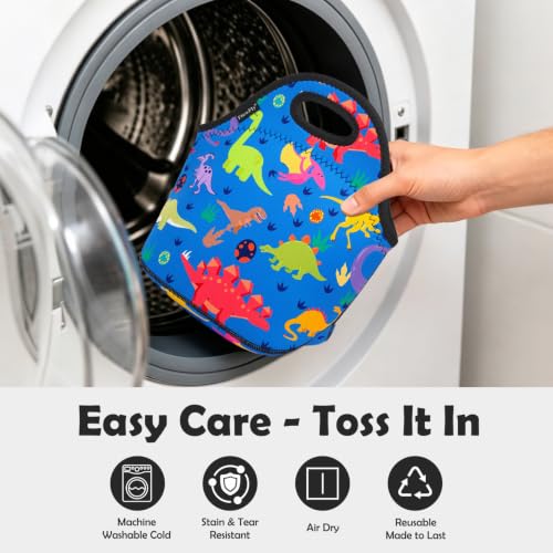 Neoprene Kids Lunch box Insulated Soft Bag Mini Cooler Thermal Meal Tote Kit for Boys (Dinosaur)