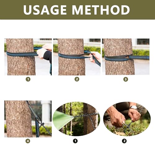 Camping Hammock with Rain Fly Tarp Mosquito Net Heavy Duty Tree Straps Portable Double Parachute Hammocks Tent Waterproof Rainfly Set (Rain Fly Size：118x78.7in / Black)