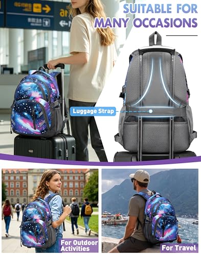 Backpack Bookbag for College Laptop Travel (15.6 Inch / Galaxy)