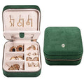 Travel Jewelry Organizer Boxes for Women Small Portable Necklace Earrings Bracelet Rings Travel Case Best Friend Birthday Gifts for Women Trendy (08_Suede_Touch_Emerald)