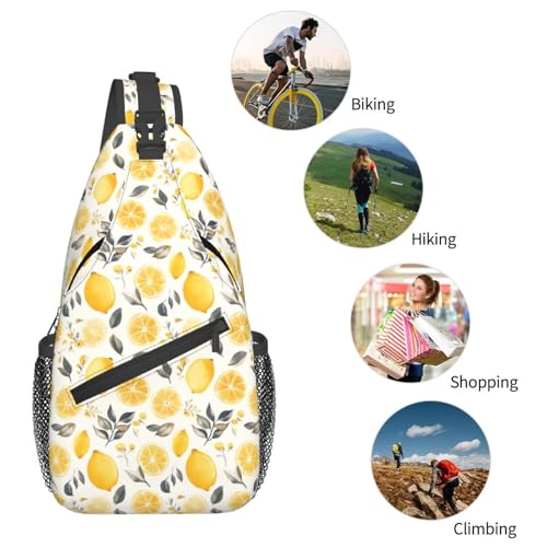 Sling Bag Lemon Watercolor Fruit Hiking Daypack Crossbody Shoulder Backpack Travel Chest Pack for Men Women (B0165)