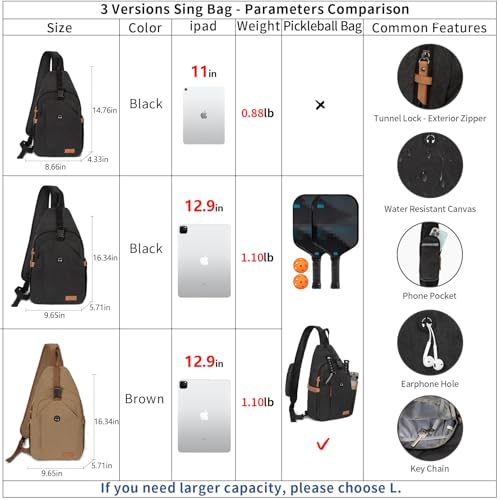Sling Bag for Men (Black / Large)