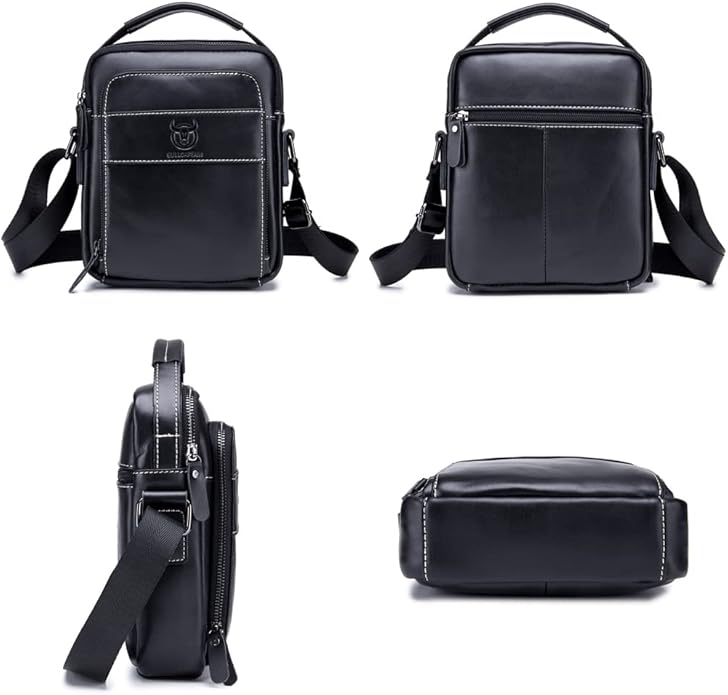 KPYWZER Genuine Leather Shoulder Bag Small Men Messenger Pack Handbag Sling - Image 2