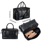 Leather Travel Bag with Shoe Pouch (Color / Black)