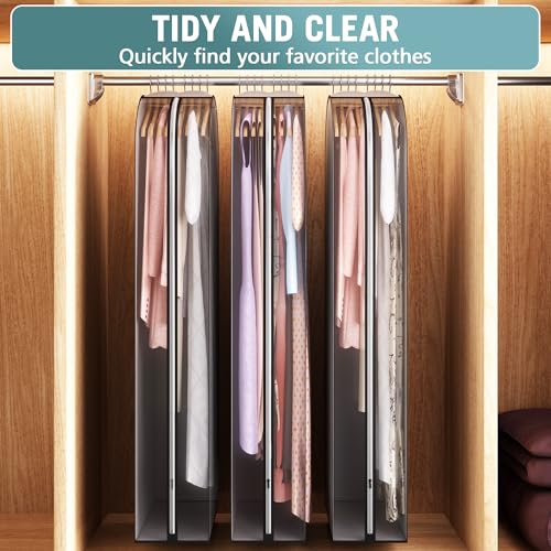 10" Gusseted Garment Bags for Hanging Clothes (Grey / 60 inch)