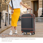 Suitcase Set 28 IN Expandable Luggage with TSA Lock Spinner Wheels (Vintage Luggage / Black(28+bags))