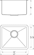 17 in. x 15 in. x 9 in. 16-Gauge Stainless Steel Undermount Single Bowl Bar - Image 9