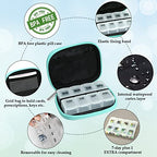 Weekly Travel Pill Organizer Cute Pill Case with 7 Day Pill Box (2 Cases + 2 Boxes / C. Black 01 + Green 01)