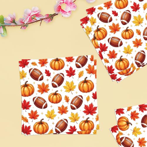 50 PCS Fall Football Pumpkin Cocktail Napkins (Football Pumpkin)