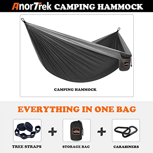 Camping Hammock (Black&gray / Double 118''L x 78''W)