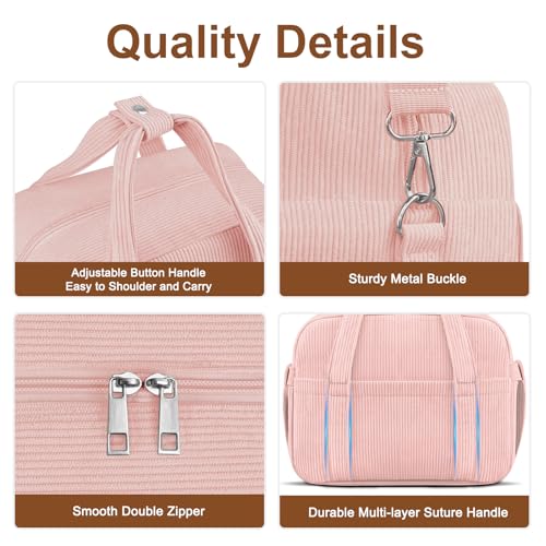 Corduroy Lunch Box Lunch Bag for Women Men (A-Pink / Small - 7L)