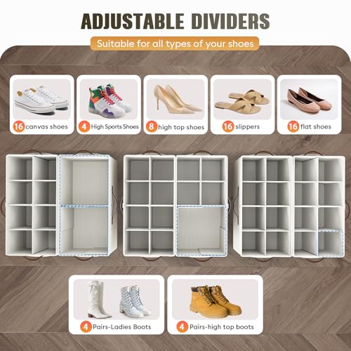 2 Pack Shoe Organizer for Closet (Beige-yellow)