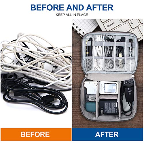 Electronics Organizer Travel Universal Cable Organizer Bag Waterproof Electronics Accessories Storage Cases for Cable (Double-Gray)