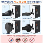 International Universal Travel Adapter Fast Charger for Cell Phone Laptop (White)