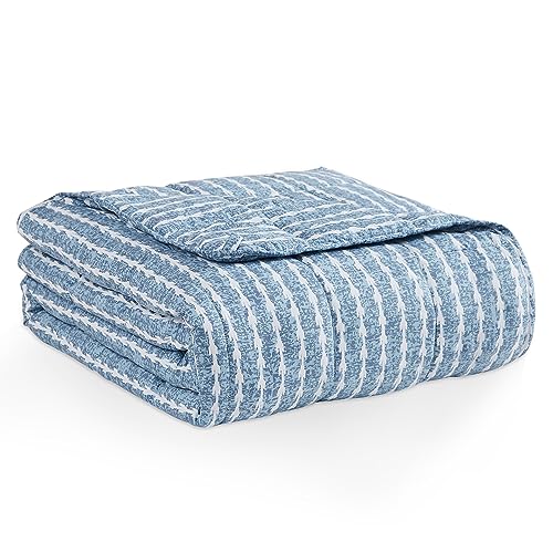 Weighted Blanket (18-blue and White Stripe Pattern / 60" x 80" | 25lbs)