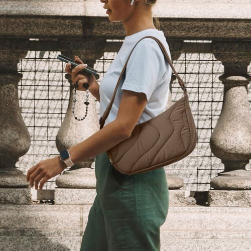 3.5L Puffer Crossbody Bag for Women Trendy (Brown-s)