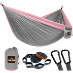 Camping Hammock (Gray&pink / Double 118''L x 78''W)