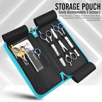 Leather 5 Scissor & Shear Storage Case for Hairstylist (TURQUOISE)