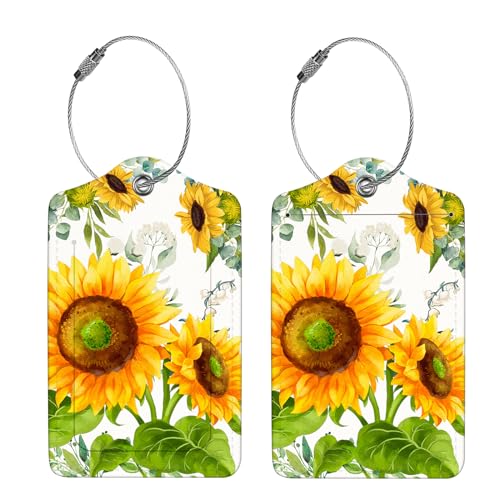 2 Pcs Luggage Tags for Suitcases (Sunflower)