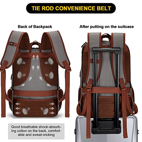 Canvas Laptop Backpack (15.6inch / A-khaki-grey)