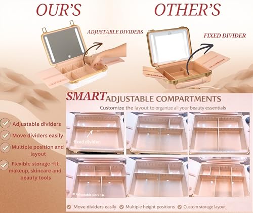 Lighted Makeup Case with Mirror + 10x Mini Mirror (Black)