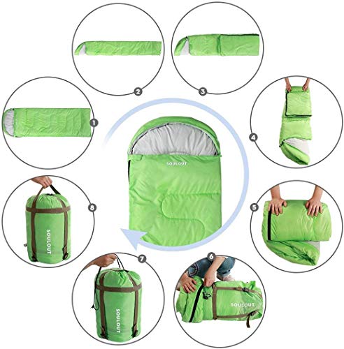 3 4 Season Sleeping Bag for Adults & Teens (Green / 87*33)