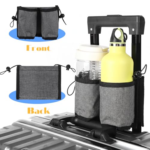 Luggage Travel Cup Holder Free Hand Drink Carrier Carry on Beverage Cup Holder Attachment Fits Roll on Suitcase Handles Business People