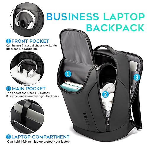 Business Smart Backpack Waterproof fit 15.6 Inch Laptop Backpack with USB Charging Port (Large / Black(no Charge Port))