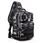 Tactical Sling Bag Pack Military Assault Rucksack Shoulder Bag Backpack Chest Pack Handbag Waterproof for Travel Hiking Camping Trekking Exploring Fishing Hunting (Pythons Grain Black)