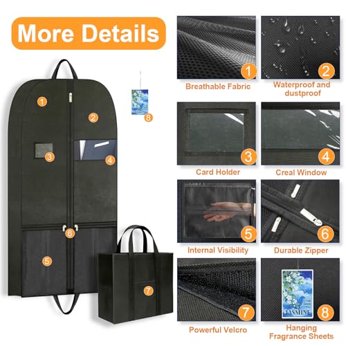 Travel Garment Suit Bag 43" for Hanging Clothes Storage for Men Suits Shirt (43" 2PK)