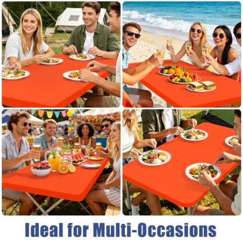 2 Pack Rectangle Spandex Fitted Table Cloth (Orange / 48" x 30" (Rectangular))