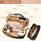 Initial Makeup Bag Personalized Gift for Women Teen Girls (Black / I)