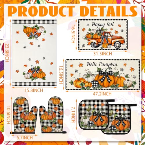 10 Pcs Fall Pumpkin Kitchen Decor Set for Home (Modern Color / Classic Style)