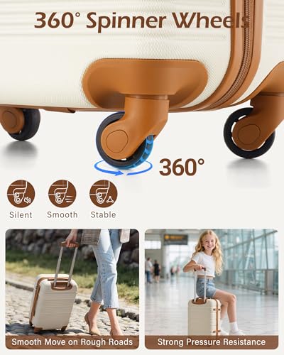 Luggage Sets with Spinner Wheels (3 piece set(DB) / WHITE-BROWN)