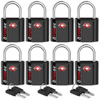 Small Size TSA Approved Luggage Locks (Black 8 Pack)