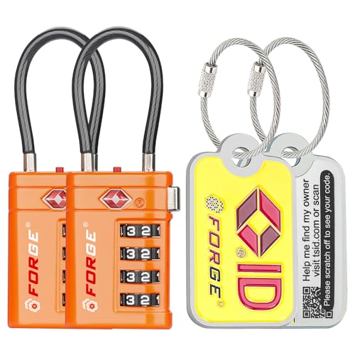 TSA Approved Luggage Locks with Lost & Found Tags for Travel and Home (Orange2 &TSID)
