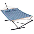 Double Hammock with 12FT Stand Included (2 Person With Stand / Blue Stripes)