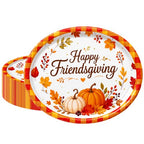 Thanksgiving and Friendsgiving Large Oval Paper Plates 30 Count (Fall Harvest Multicolor (orange, Brown, Yellow, Red))